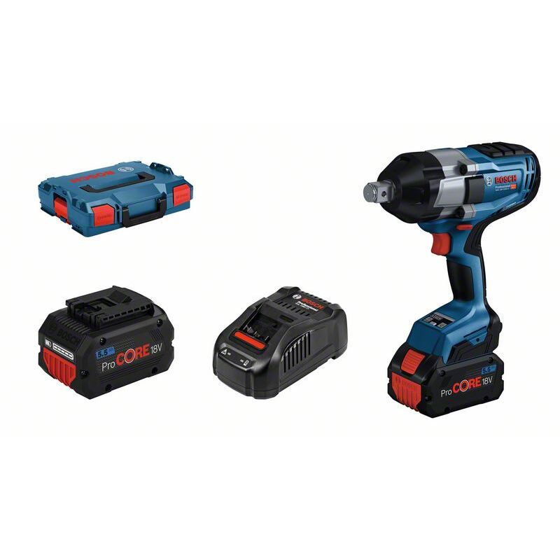 foto del prodotto avvitatore a impulsi bosch biturbo gds 18v 1050 h 2x pc 5,5 ah e caricabatterie in l boxx