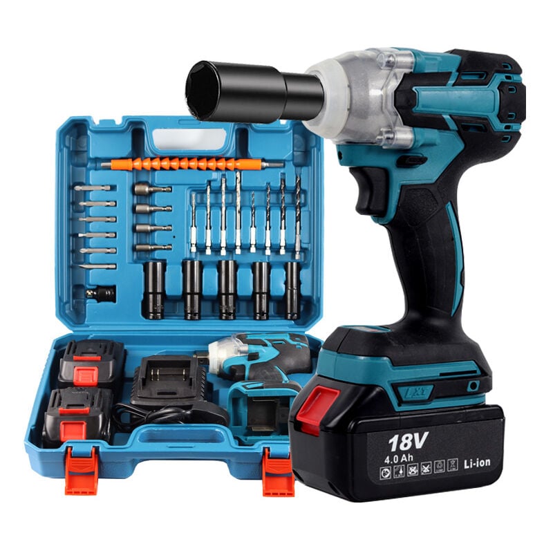 foto del prodotto avvitatore a impulsi senza spazzole, avvitatore a impulsi elettrico con batterie da 4,0 ah e 21 v, avvitatore a impulsi a frequenza variabile, 6