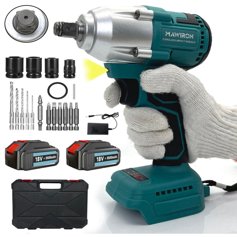 foto del prodotto avvitatore a percussione, trapano a percussione cordless 21v, ruota agli ioni di litio a velocit variabile 6 punte 1 batterie caricabatterie