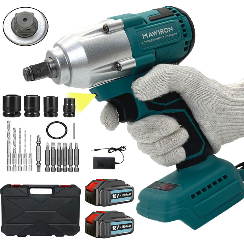 foto del prodotto avvitatore a percussione, trapano a percussione cordless 21v, ruota agli ioni di litio a velocit variabile 6 punte 1x5500mah batteria,