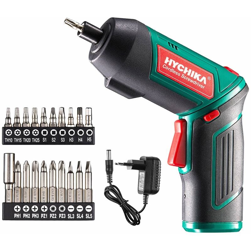 foto del prodotto avvitatore elettrico 6n.m hychika cacciavite elettrico par max 6 n.m, 3.6 v, 2.0 ah luce a led come chiave a cricchetto, caricatore cavo cc, 20 pcs