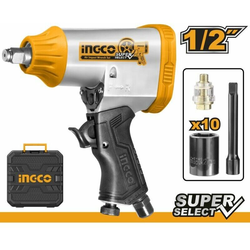 foto del prodotto avvitatore pneumatico ad aria professinale ingco da 1/2' in valigia + 10 bussole