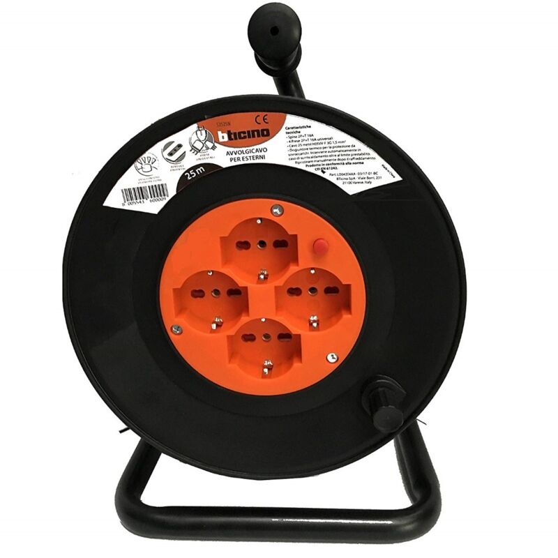 foto del prodotto avvolgicavo bticino per 1 presa 16 a 4 prese bipasso schuko 10 16 a cavo 25 m