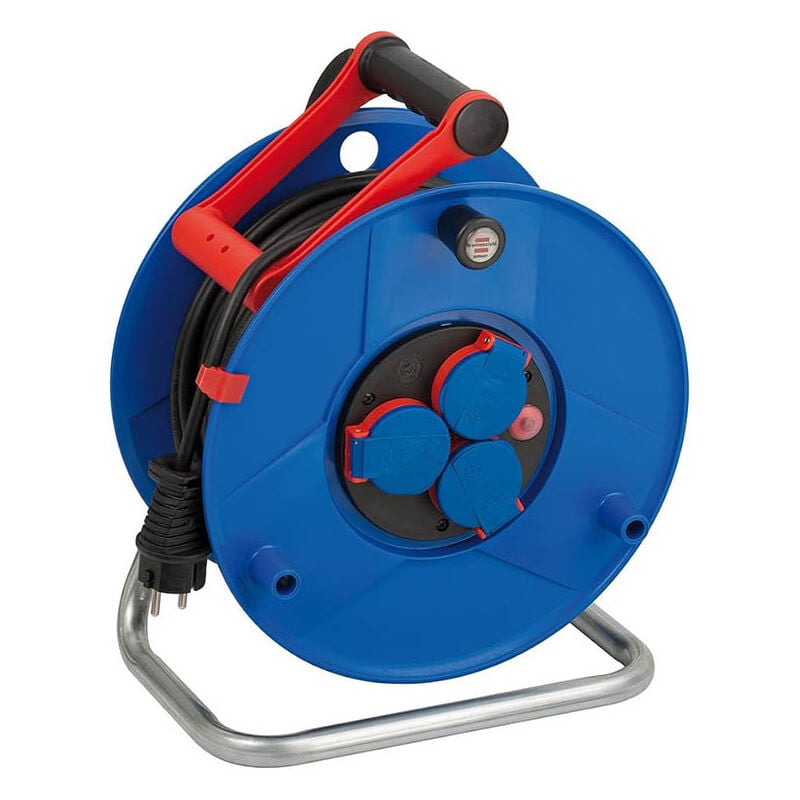 foto del prodotto avvolgicavo garant con cavo bremaxx de 50m e 3 prese dede corrente esterno, ip44, termostato, made in germany blu brennenstuhl