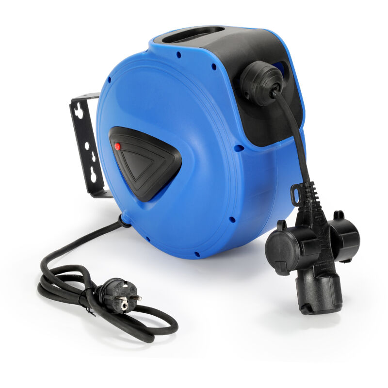 foto del prodotto avvolgitore elettrico automatico avvolgitore elettrico da parete custodia in plastica da 20 m cavo da 1,5 m orientabile a 180 con 3 prese swanew