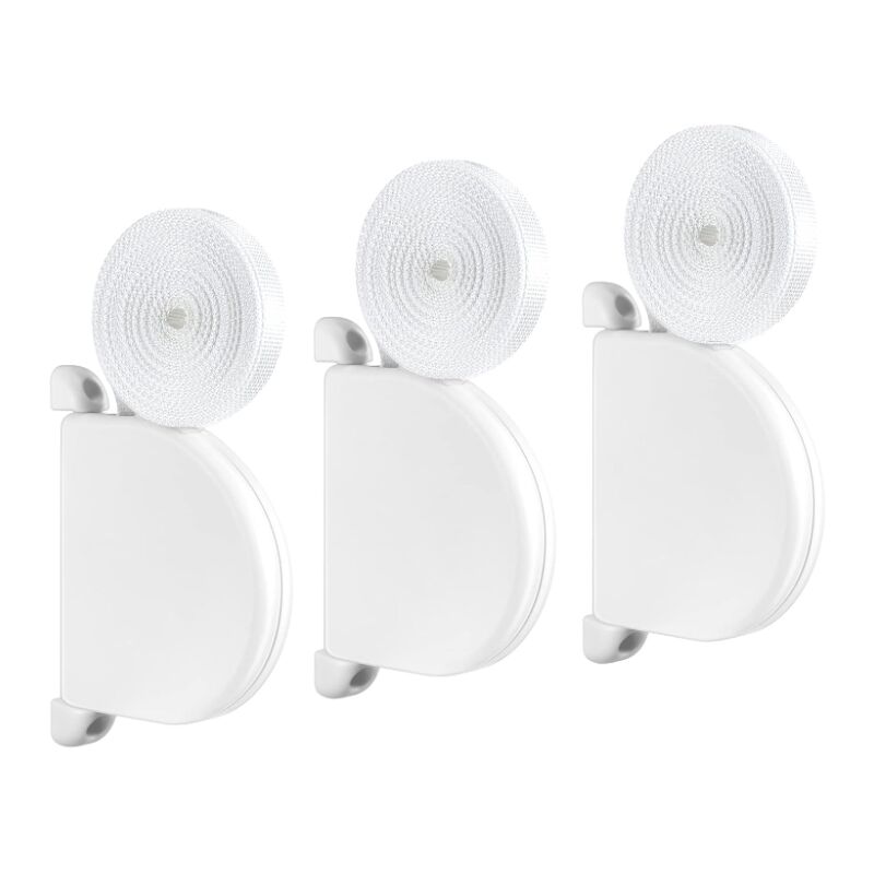 foto del prodotto avvolgitore per tapparelle, 3 pezzi, interasse fori vite 145 mm, sistema mini, con cinghia inclusa da 14 mm x 5 m, bianco