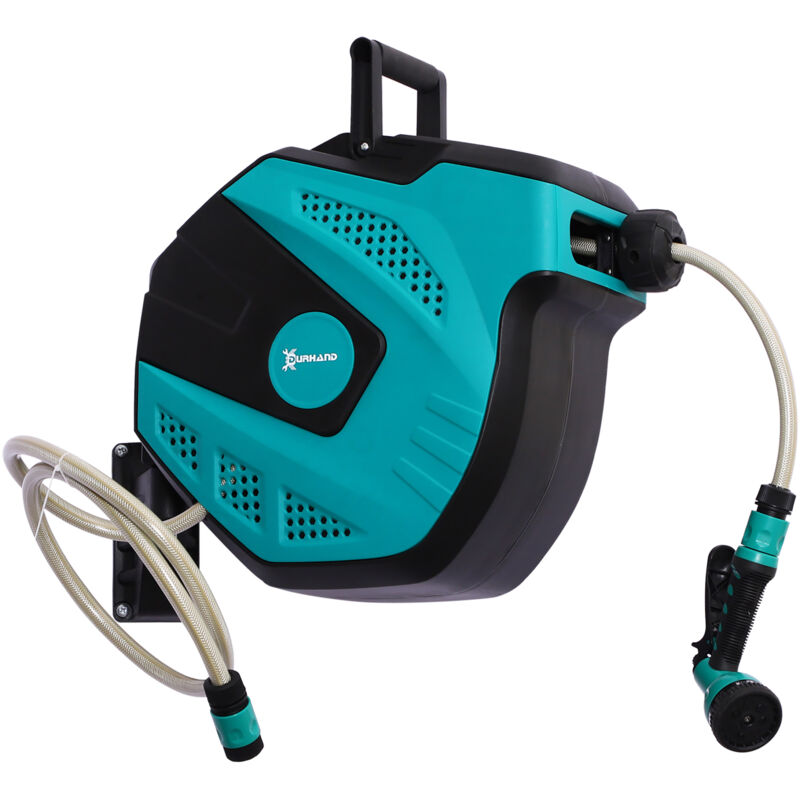 foto del prodotto avvolgitubo a parete a 7 modalità di irrigazione in pp nero e verde - durhand