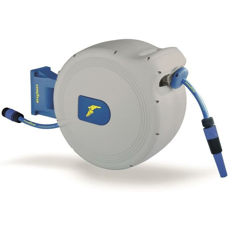 foto del prodotto avvolgitubo automatico tubo acqua 30m fissaggio a parete goodyear gy10045