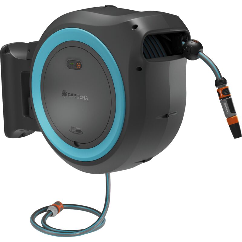 foto del prodotto avvolgitubo da parete a batteria powerroll xl power for all solo tubo da 35 m, riavvolgimento automatico, senza batteria 18640 55 gardena