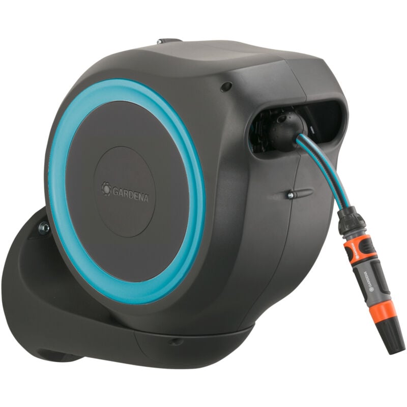 foto del prodotto avvolgitubo da parete automatico rollup s azzurro tubo 15 m incluso 18600-20 - gardena