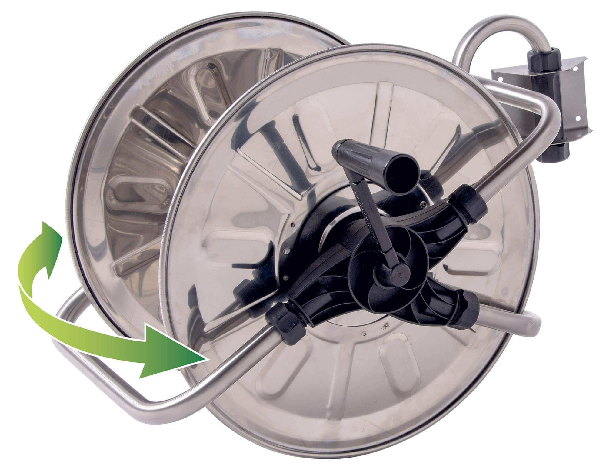 foto del prodotto avvolgitubo manuale da muro 50 mt tubo 1/2 in acciaio inox agrati