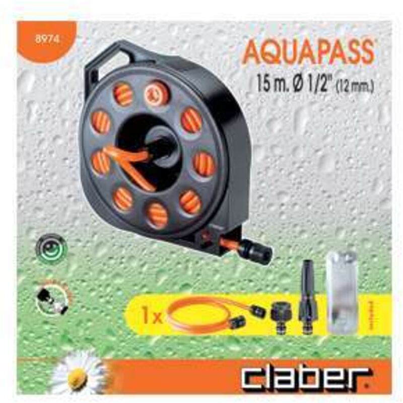 foto del prodotto avvolgitubo portatile aquapass in kit mt.15 8974 claber