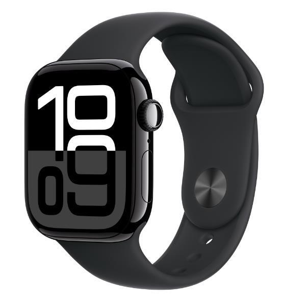 foto del prodotto aw s10 gps 42mm jet black aluminium case with black sport band m l