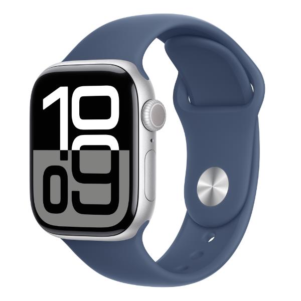 foto del prodotto aw s10 gps 42mm silver aluminium case with denim sport band m l
