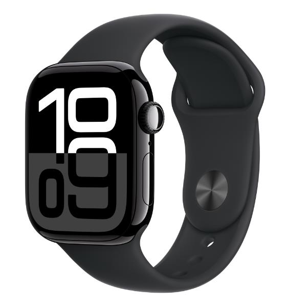 foto del prodotto aw s10 gps 46mm jet black aluminium case with black sport band m l