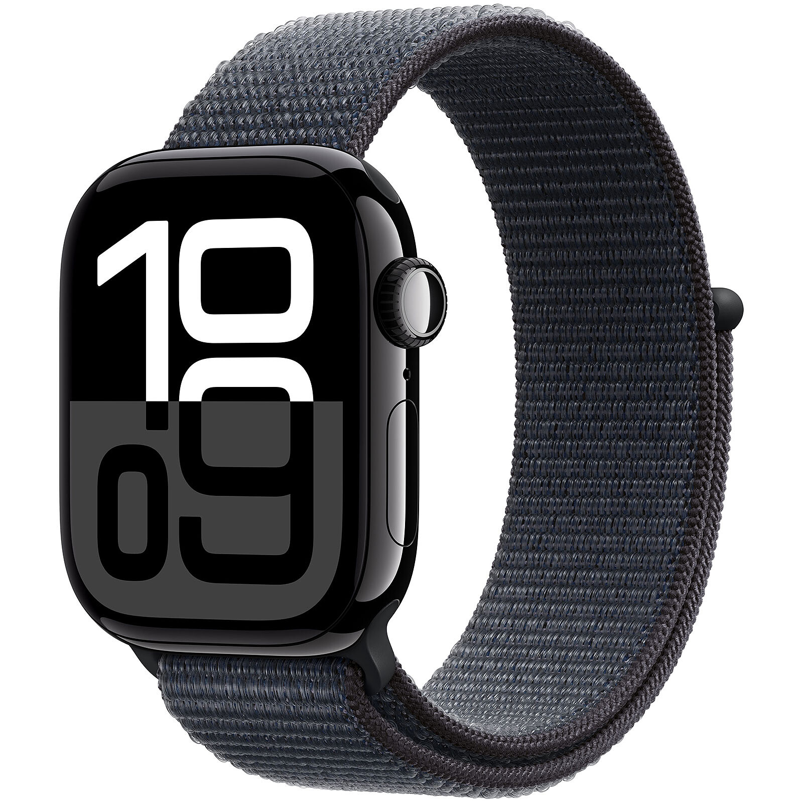 foto del prodotto aw s10 gps 46mm jet black aluminium case with ink sport loop