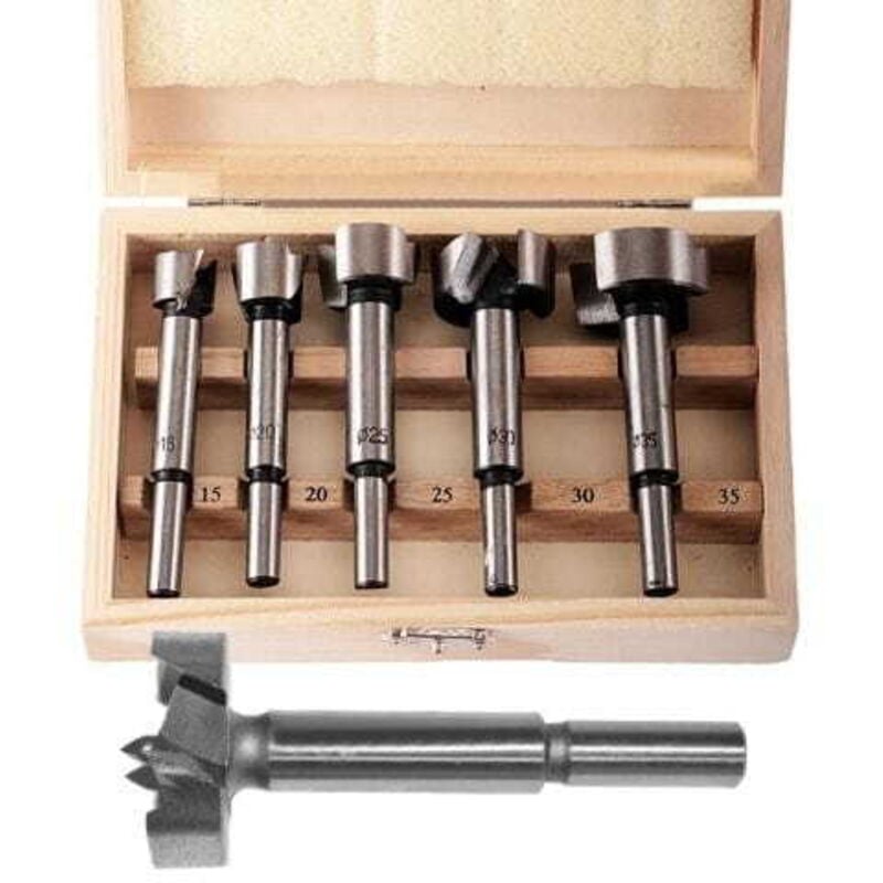 foto del prodotto awtools annodatori per legno set 5 pz. 15 20 25 30 35mm gambo 8mm