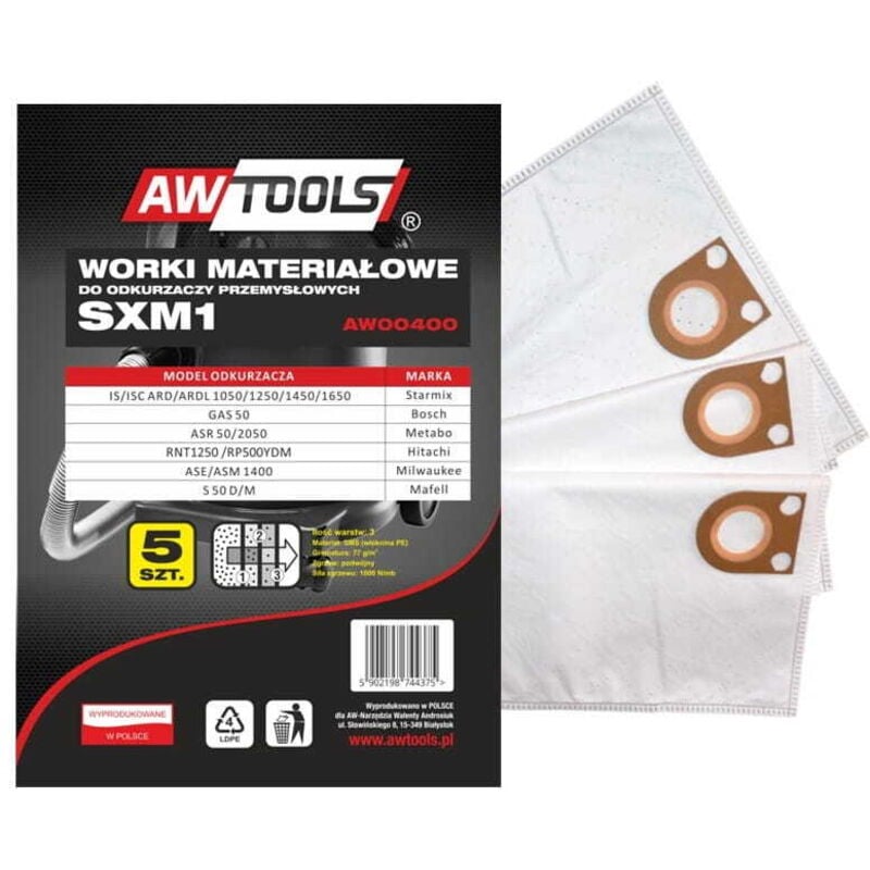 foto del prodotto awtools sacchetti in microfibra sxm1 set da 5 gas 50 starmix