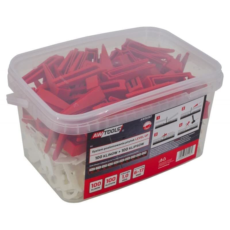 foto del prodotto awtools system poziomowania p ytek level up 1,0mm 6 17mm klips 100szt. klin 100szt.