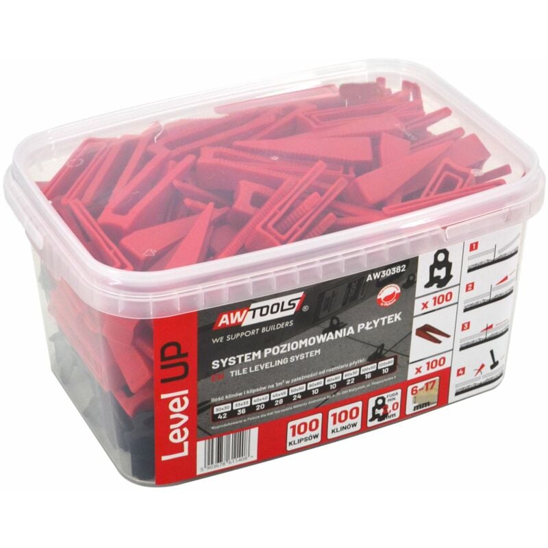 foto del prodotto awtools system poziomowania p ytek level up 2,0mm 6 17mm klips 100szt. klin 100szt.