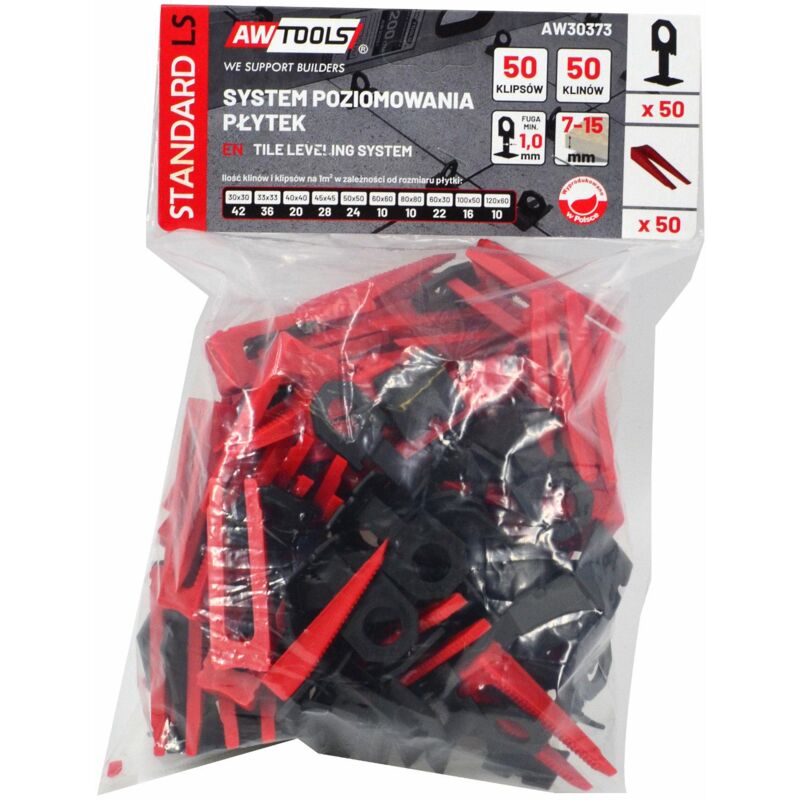 foto del prodotto awtools system poziomowania p ytek standard 1,0mm 7 15mm klips 50szt. klin 50szt.