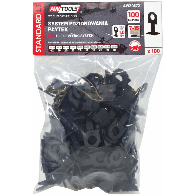 foto del prodotto awtools system poziomowania p ytek standard 1,0mm 7 5mm klips 100szt.