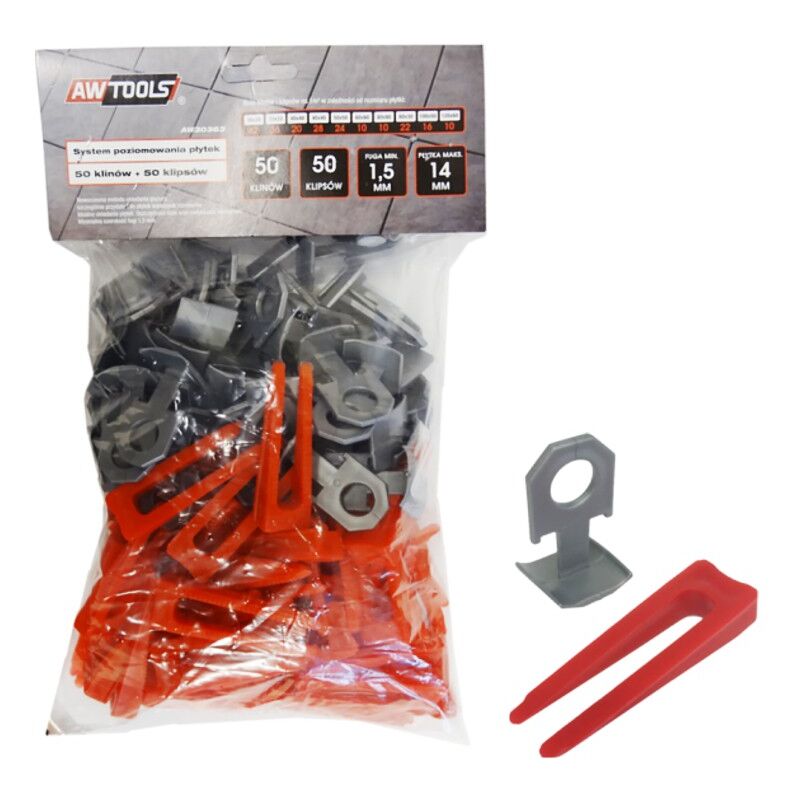 foto del prodotto awtools system poziomowania p ytek standard 1,5mm 7 15mm klips 50szt. klin 50szt.