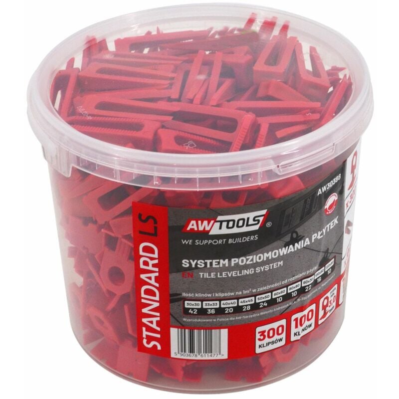 foto del prodotto awtools system poziomowania p ytek standard 3,0mm 7 15mm klips 300szt. klin 100szt.
