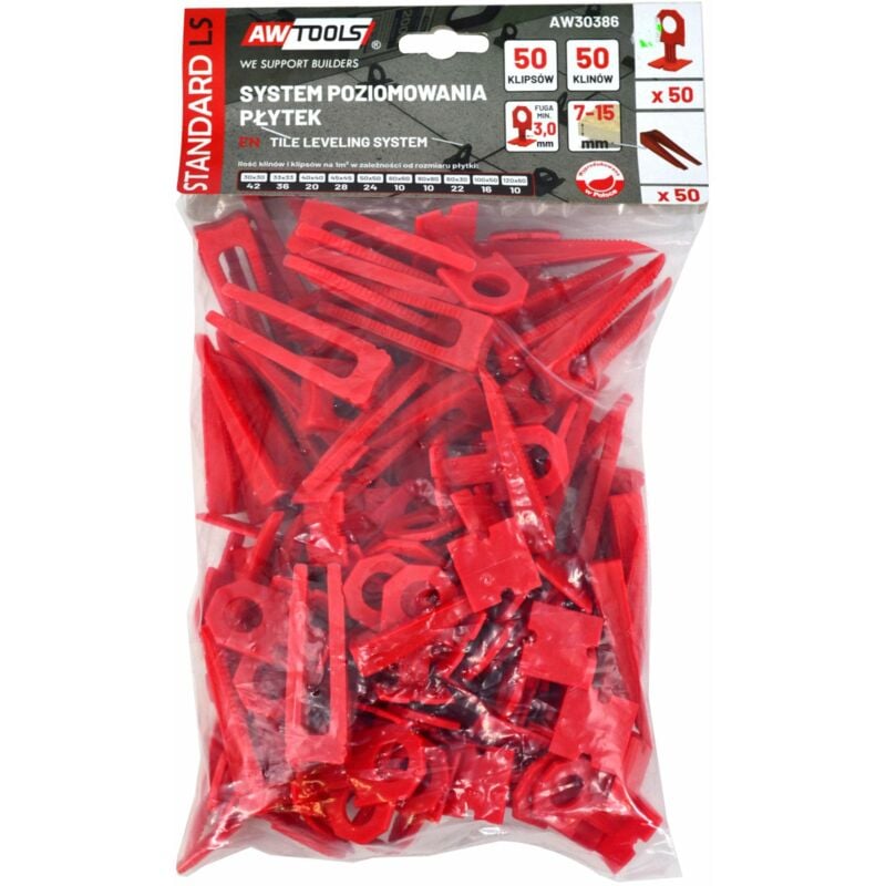 foto del prodotto awtools system poziomowania p ytek standard 3,0mm 7 15mm klips 50szt. klin 50szt.