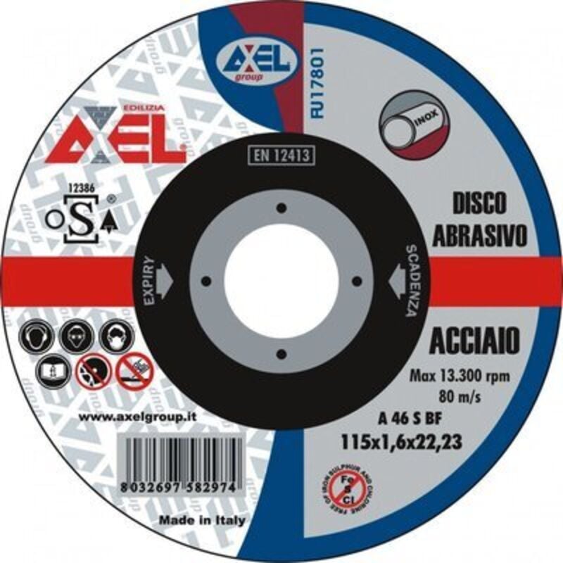 foto del prodotto axel mola disco abrasiva per ferro acciaio 115x1,6 115 mm inox fu17801