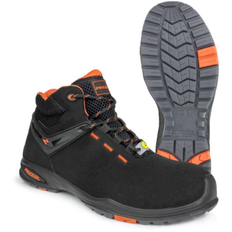 foto del prodotto axel s3 src scarpe da lavoro scarpa alta n.44 scamosciata resistente all acqua nero e arancione made in italy nero arancione 44 pezzol