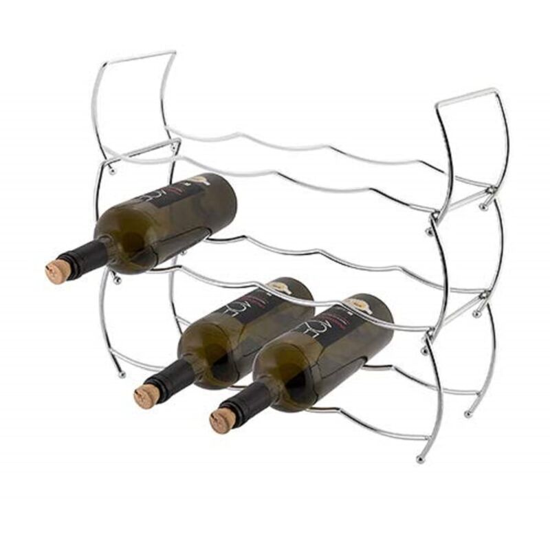 foto del prodotto axentia portabottiglie di vino in filo d acciaio cromato, espositore porta bottiglie per 12 bottiglie a 3 strati, ca. 43 x 42 x 15 cm, argento