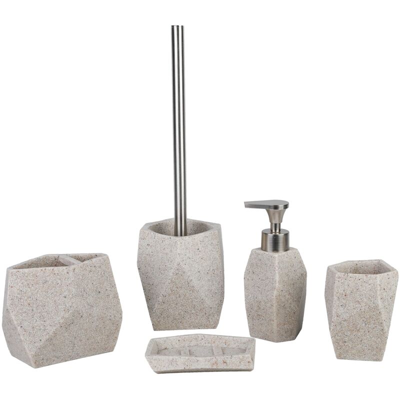 foto del prodotto axentia santorino set accessori da bagno, beige, 5 pezzi
