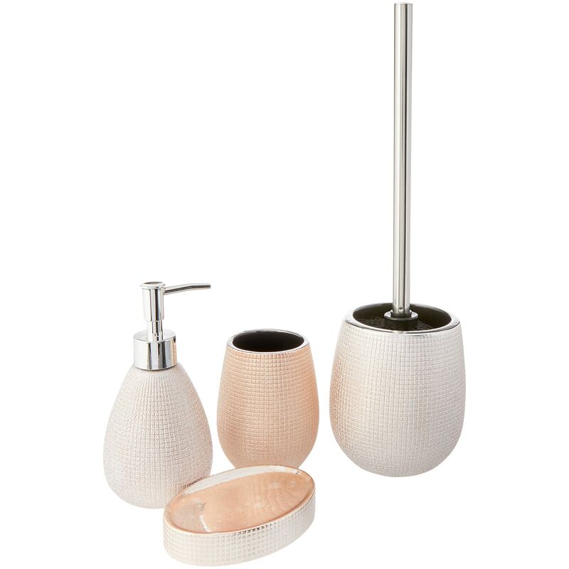 foto del prodotto axentia set accessori bagno, acciaio inossidabile, color oro rosato, ca. 13 x 32 x 20 cm