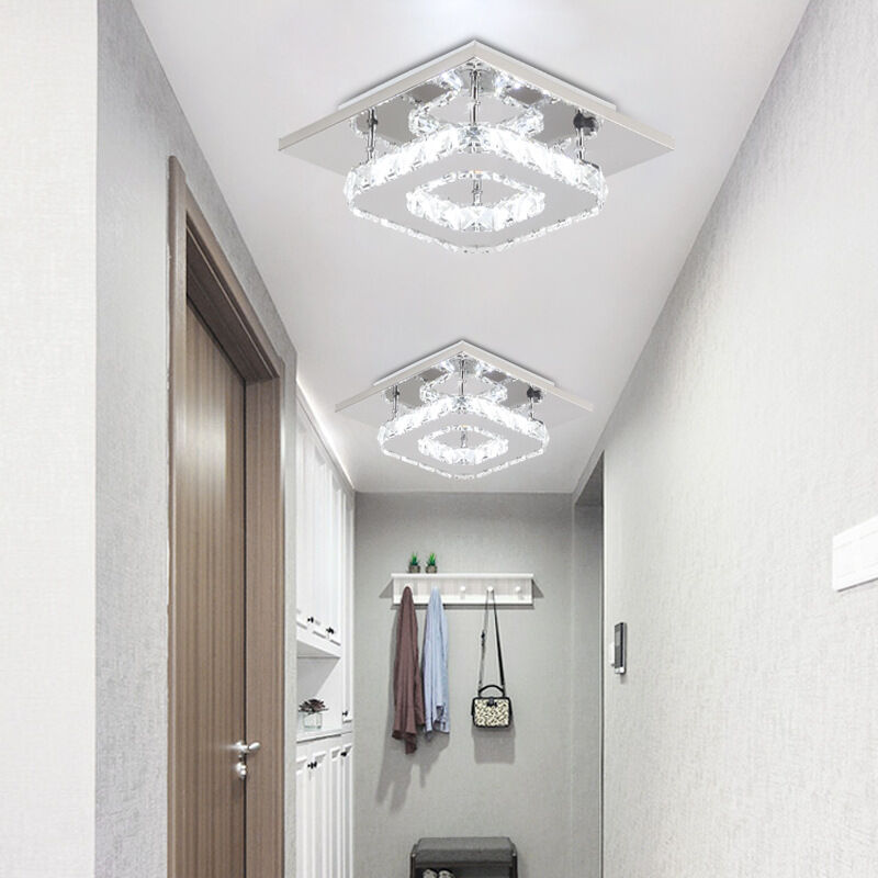 foto del prodotto axhup 2 pezzi lampada da soffitto quadrata in cristallo a led, luce bianca fredda argento moderna e semplice, utilizzata in soggiorno e camera da