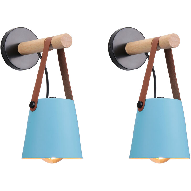 foto del prodotto axhup 2x applique per interno, moderna lampada da parete in pelle, creativo illuminazione con paralume e27 per camera da letto cucina corridoio