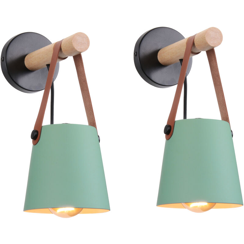 foto del prodotto axhup 2x applique per interno, moderna lampada da parete in pelle, creativo illuminazione con paralume e27 per camera da letto cucina corridoio