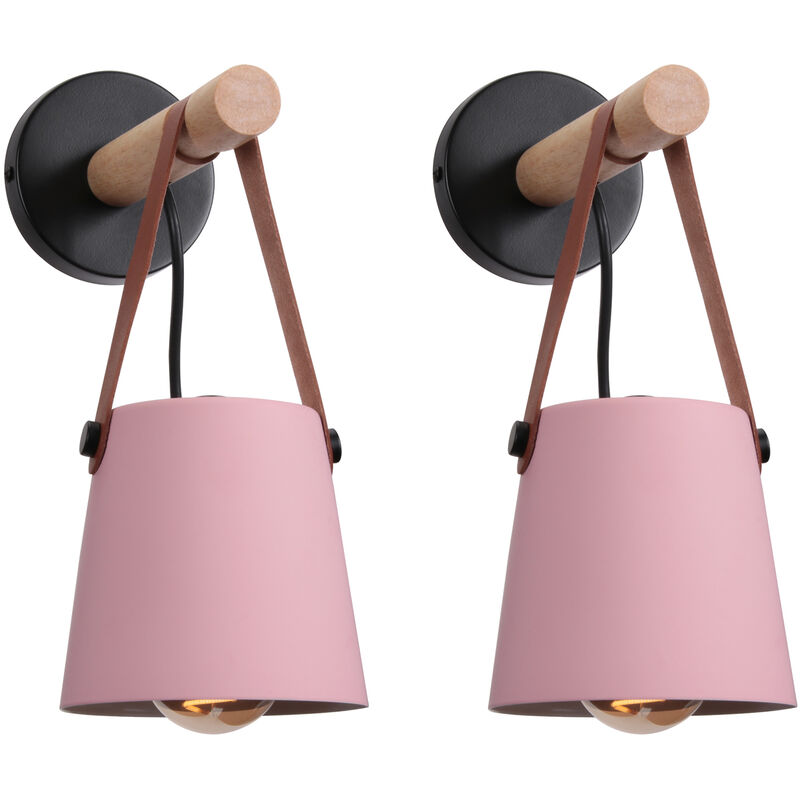 foto del prodotto axhup 2x applique per interno, moderna lampada da parete in pelle, creativo illuminazione con paralume e27 per camera da letto cucina corridoio