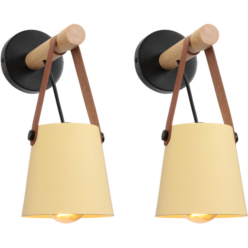 foto del prodotto axhup 2x applique per interno, moderna lampada da parete in pelle, creativo illuminazione con paralume e27 per camera da letto cucina corridoio
