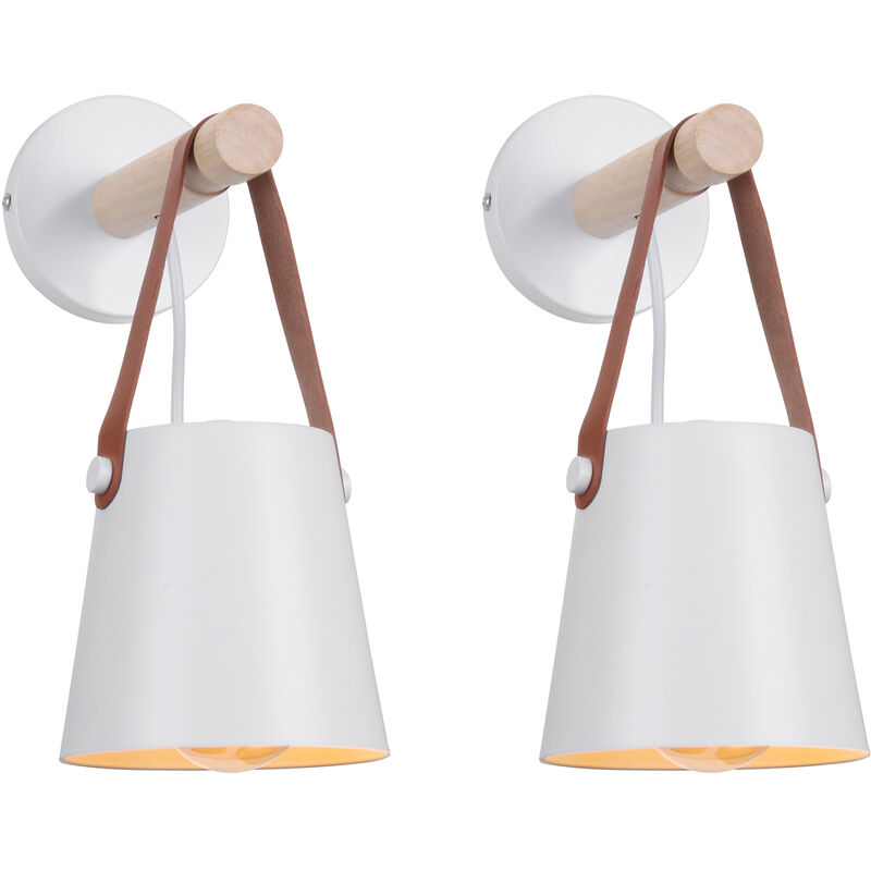foto del prodotto axhup 2x applique per interno, moderna lampada da parete in pelle, creativo illuminazione con paralume e27 per camera da letto cucina corridoio