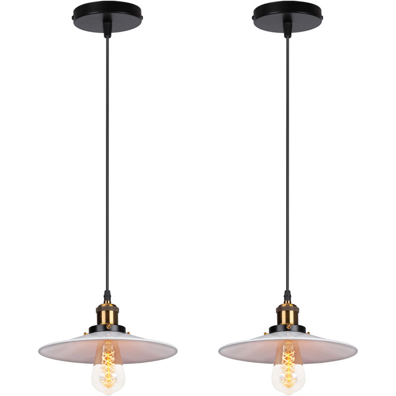 foto del prodotto axhup 2x lampada a sospensione, lampadario da soffitto con 22cm paralume, illuminazione con bronzo e27 per cucina isaland camera da letto bianco 