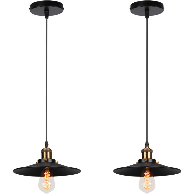 foto del prodotto axhup 2x lampada a sospensione, lampadario da soffitto con 22cm paralume, illuminazione con bronzo e27 per cucina isaland camera da letto nero 