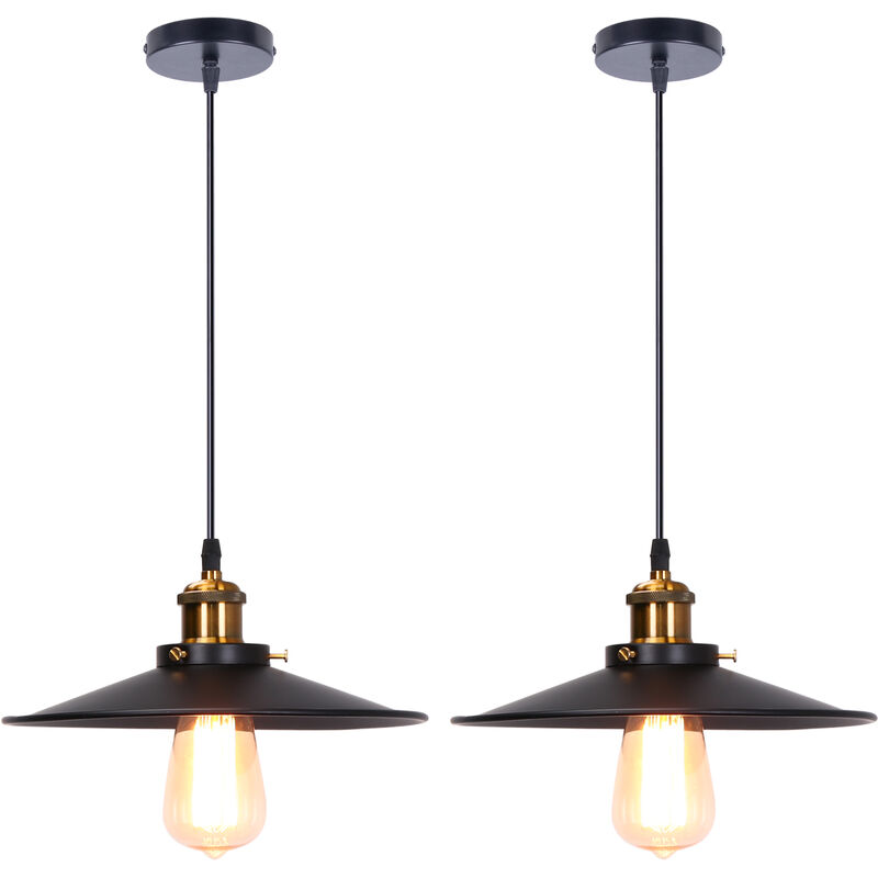 foto del prodotto axhup 2x lampada a sospensione, lampadario da soffitto con 26cm paralume, illuminazione con bronzo e27 per cucina isaland camera da letto nero 