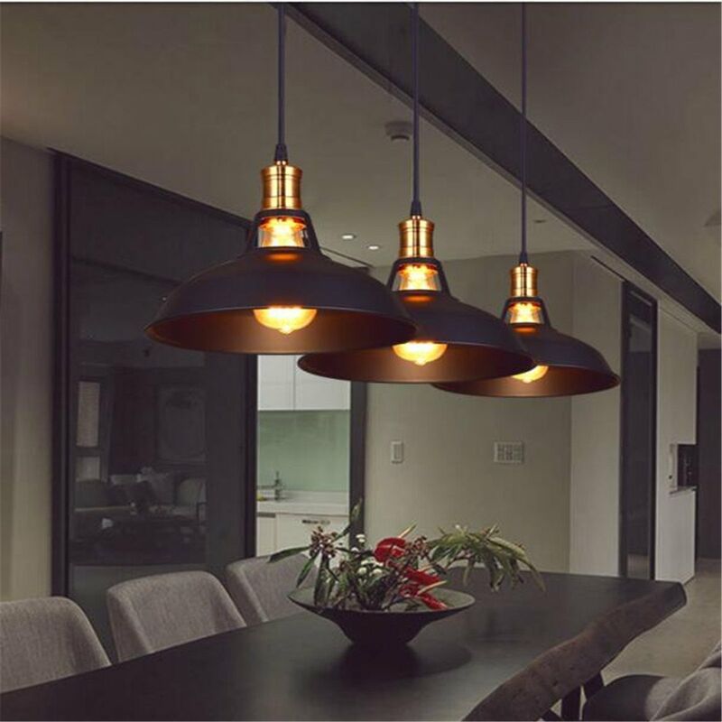 foto del prodotto axhup 2x lampada a sospensione, vintage lampada da soffitto con paralume in metallo, industriale stile illuminazione supporto edison e27 per