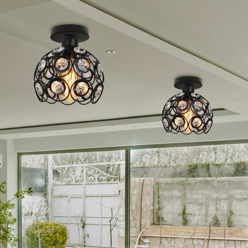 foto del prodotto axhup 2x plafoniera in cristallo, lampada da soffitto a semi incasso con 26cm paralume, moderna apparecchio di illuminazione per corridoio cucina