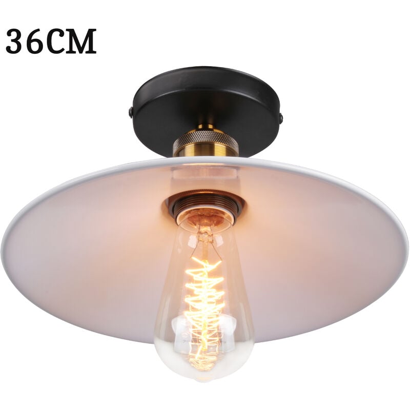 foto del prodotto axhup 36cm lampada da soffitto vintage retr e27 lampadario ferro forma di cappello per camera da letto scale soggiorno bianco