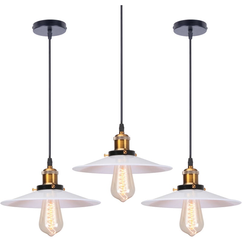 foto del prodotto axhup 3x lampada a sospensione, lampadario da soffitto con 26cm paralume, illuminazione con bronzo e27 per cucina isaland camera da letto bianco 