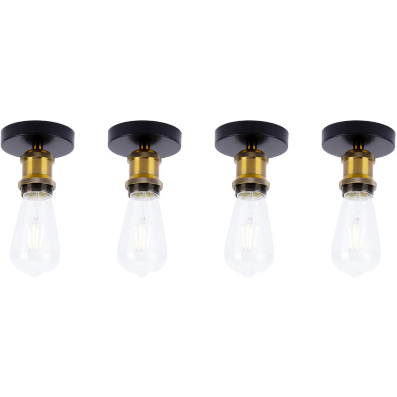 foto del prodotto axhup 4x e27 portalampada plafoniera, vintage retro lampada da soffitto edison supporto per cucina camera da letto bronzo 