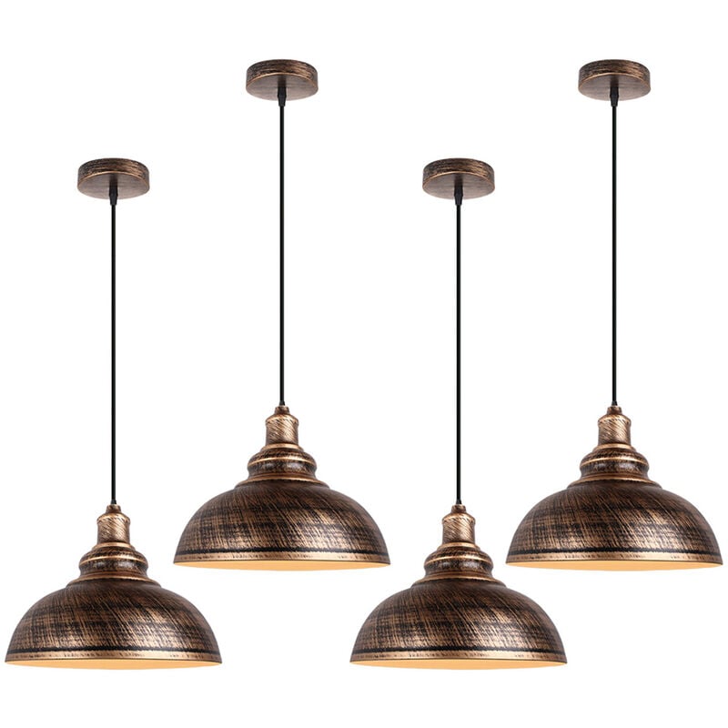 foto del prodotto axhup 4x lampada a sospensione vintage, lampada da soffitto con 29cm paralume in metallo, industriale stile illuminazione supporto edison e27 per