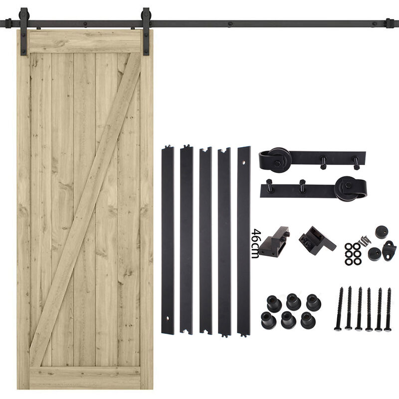 foto del prodotto axhup binario per porta anta scorrevole kit, 230cm kit guida ferramenta anta scorrevole con piccole ruote per puerta sencilla nero 